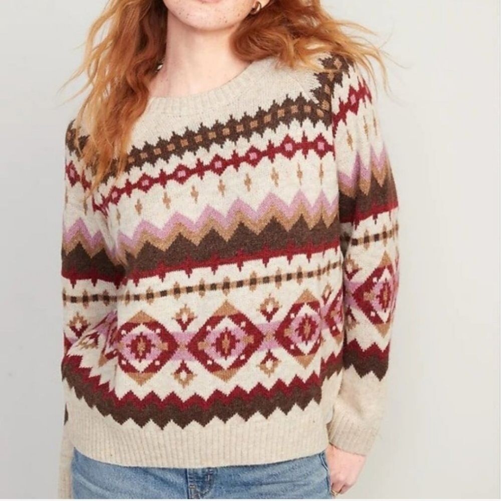 Old Navy Fair Isle Cozy Shaker Stitch Pullover Sweater size xs